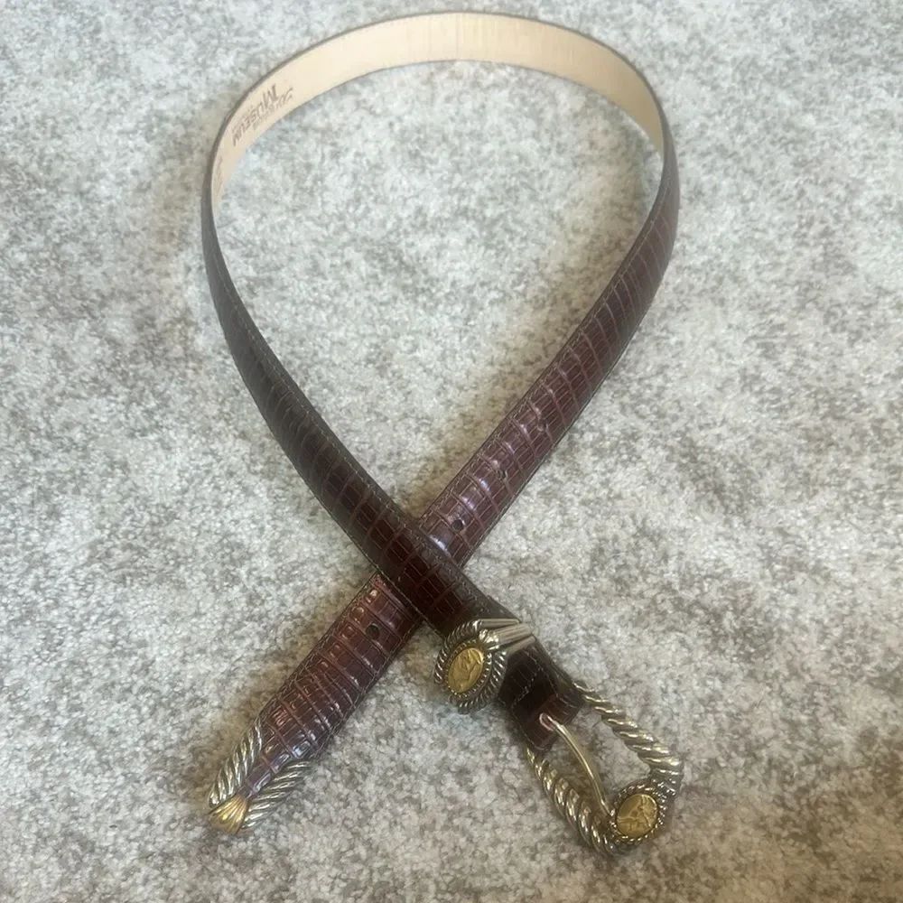 Brighton Brown Alligator Embossed Leather Belt L